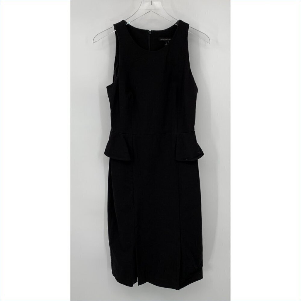 Banana Republic sleeveless peplum dress knit black LBD two way stretch 10